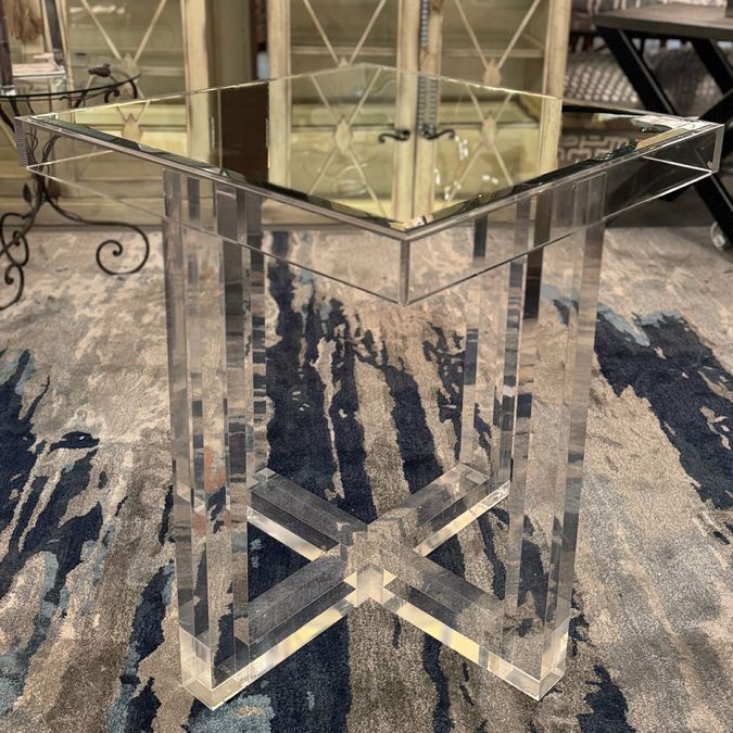 Lucite Base/Mirror Top Square Side Table 23.75x23.75x26