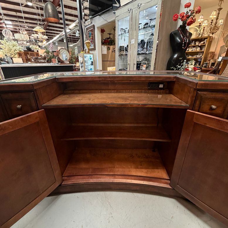 Bernhardt Glass Top Bar Cabinet 67x31x43