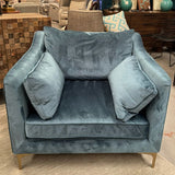 Caitlin Blue Velvet Arm Chair 39x36x33
