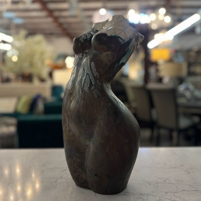 Signed Nude Raku Sculpture by Martin 17"H FINAL SALE