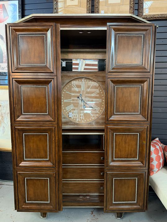 Custom Marge Carson Folio Armoire W/Nailhead Trim 67x22x88 AS IS