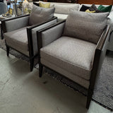 PAIR Vanguard Wood Framed Gray Upholstered Accent Chairs 28.5x32x34