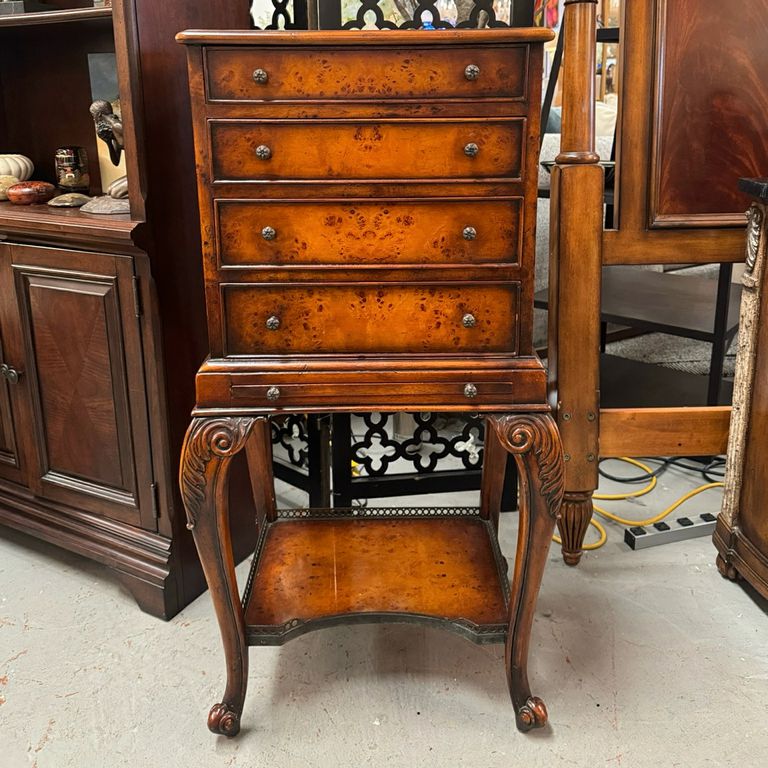Vintage Theodore Alexander Military Campaign Chest Burl/Mahagony/Brass/Leather