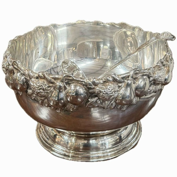 Silver Punch Bowl W/Ladle by Topazio Portugal 14x14x8