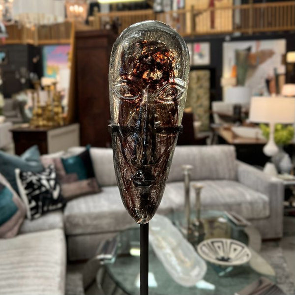 Skydreamer Art Glass Mask Candleholder 22"H