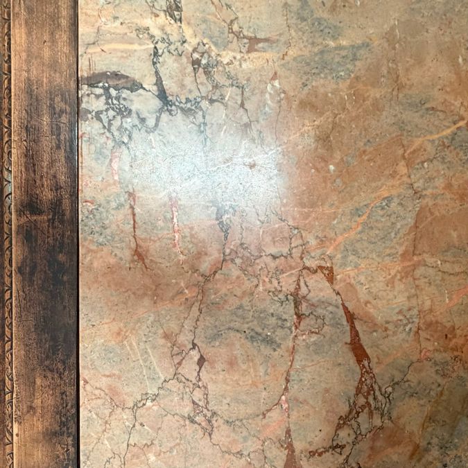 Antique French Renaissance Oak Sideboard W/Marble Inlaid Top 52x23x62.5