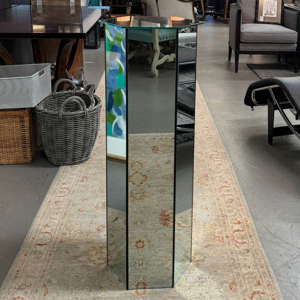 Mirrored Hexagonal Pedestal Stand 14x14x36