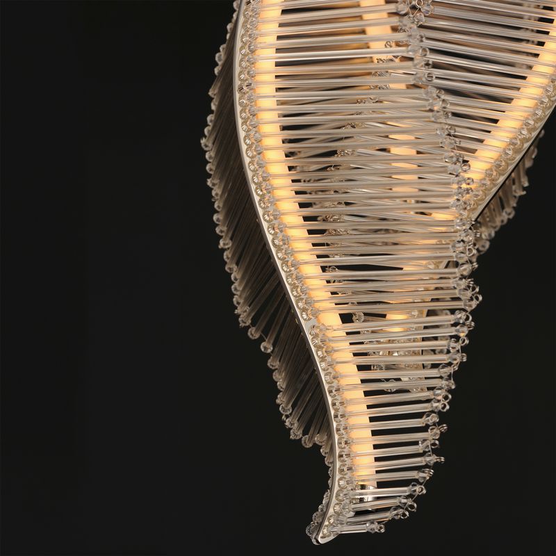 Studio M Lillet Art Nouveau Style Lucite Leaf Pendant 30"-65"H