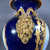 French Sevres Enamel & Bronze God of Bacchus Vase 27"H