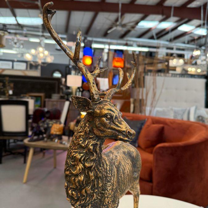 Mark Roberts Antique Gold Finish Deer 23"H