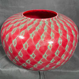 Murano Scottish Red & Green Vaso Puff Bowl 17x17x10