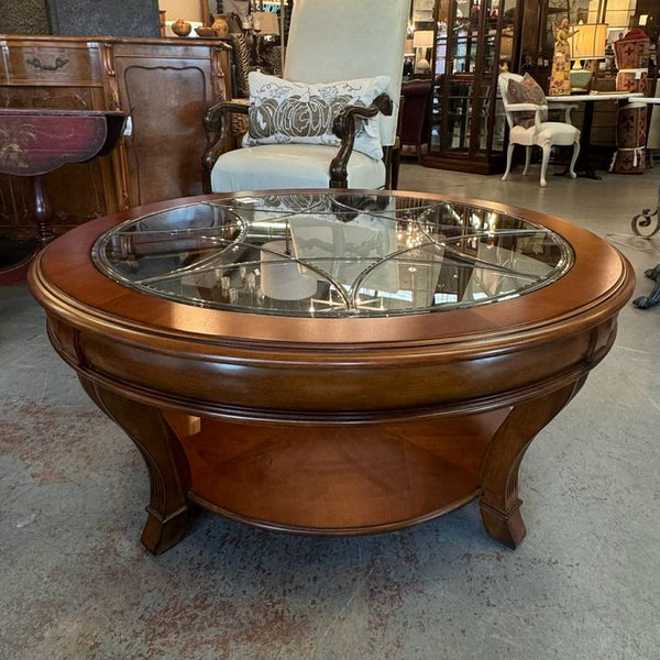 Leaded Glass Top Coffee Table 42x42x19