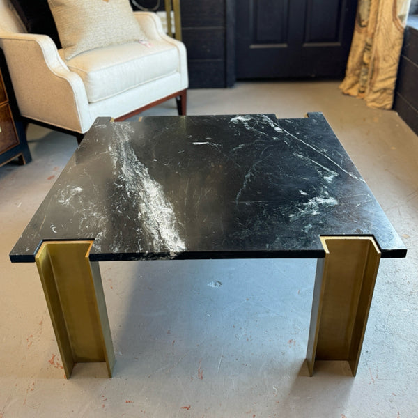 Black Marble/Brass Cocktail Table 31.5x31.5x15