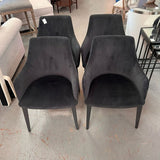 Abreia 60"D Oak Table W/Metal Base W/4 Nuevo Renee Shale Velvet Titanium Chairs