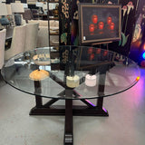 Z Gallerie Rencourt Glass Top Dining Table 60"Dx30"H