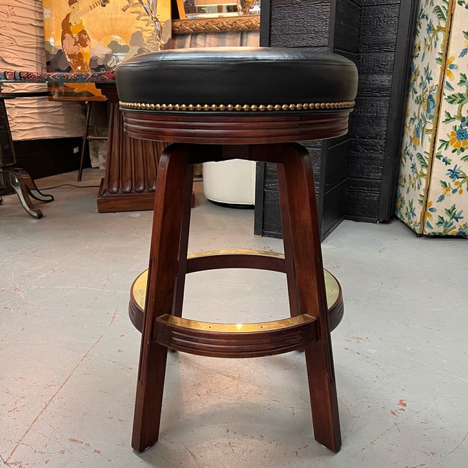 PAIR Darafeev 938 Black Leather/Maple Custom Barstools 18x18x29