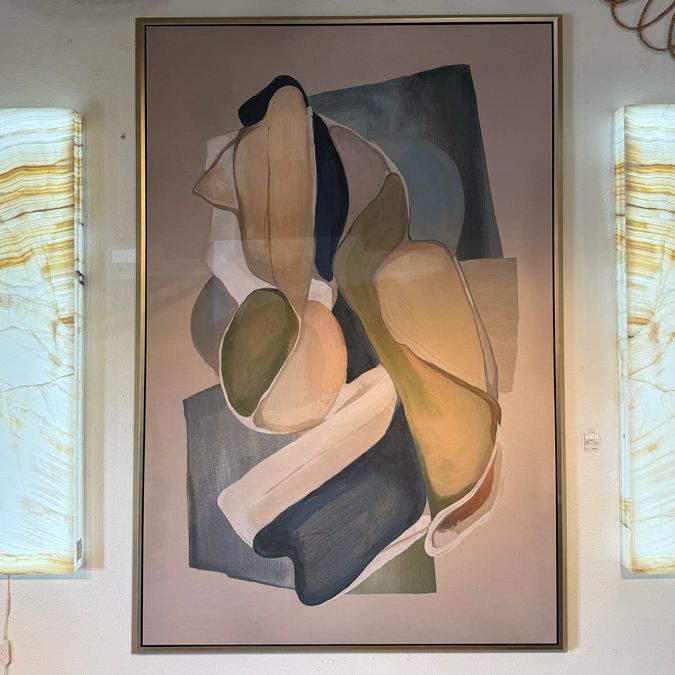 "Togetherness I" Framed Abstract On Linen 51x75