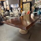 Vintage Swaim 10' Distressed Wood Top/Double Urn Base Dining Table