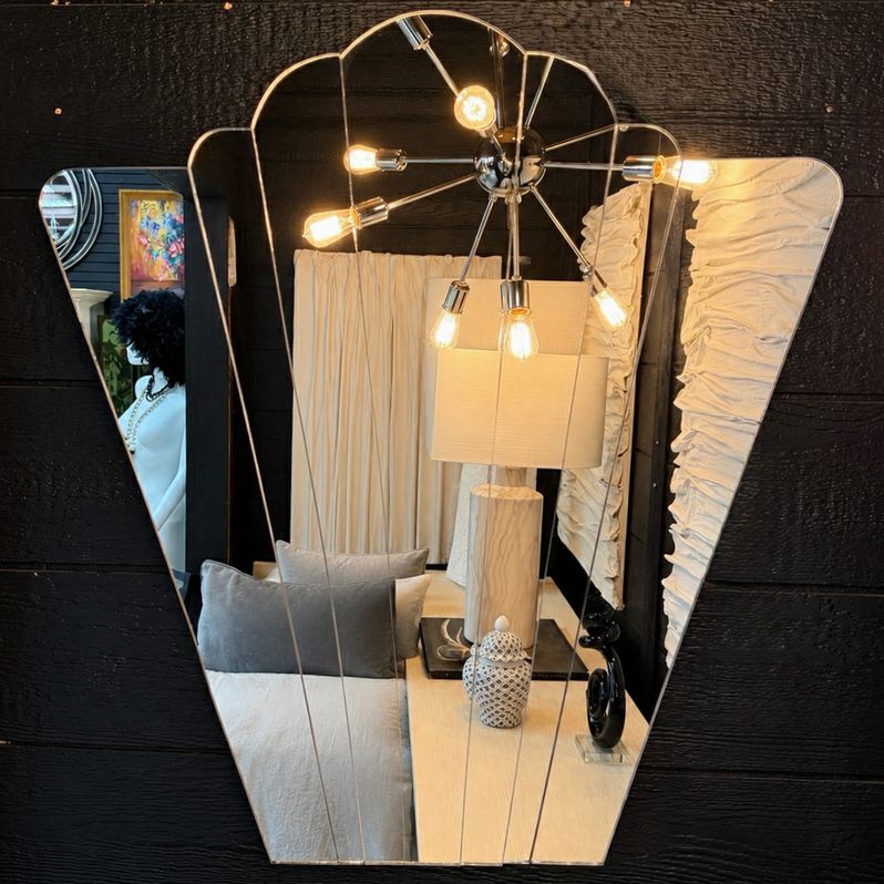 Vintage Art Deco 7 Panel Fan Mirror 32"W x 35"H