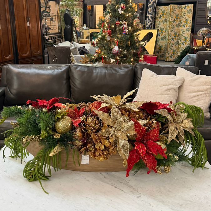 XL Custom Christmas Table Decor in Metal Container 40"L