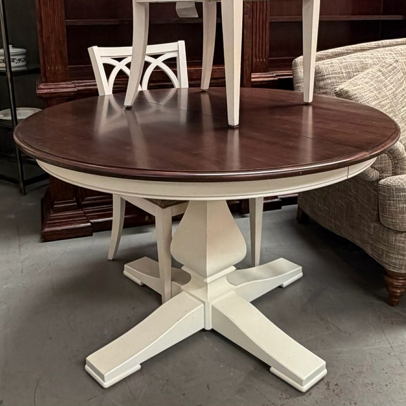 Ethan Allen Cameron Table W/1-18" Leaf, 4 Cyra Side Chairs 48"D, 30"H