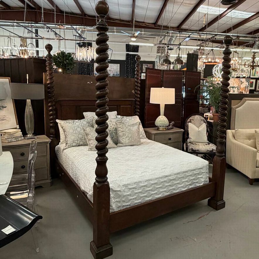 Henry Venables Queen 4-Poster Barley Twist Head/Footboard W/SRs, Slats 71.5x90.5