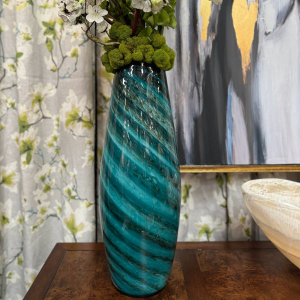 Botanical Mix Striped Vase W/Custom Floral Design 43"H (Vase 20"H)