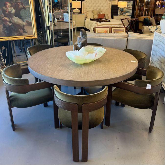 SET/4 Arhaus Rodin Vance Olive Arm Chairs 22x22x29.25