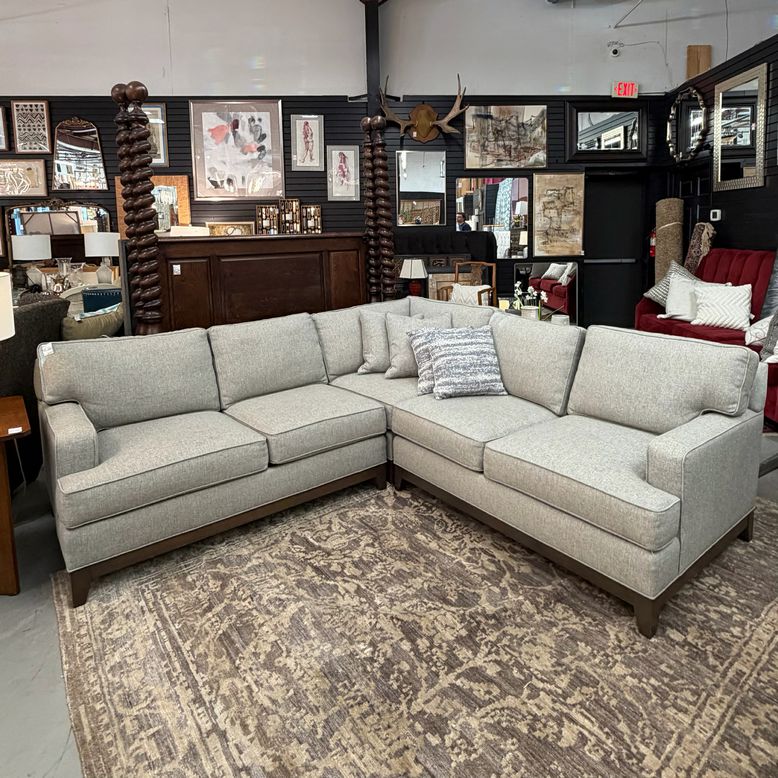 Ethan Allen Gray/Taupe 3pc "Arcata" Sectional 97x97x40x36