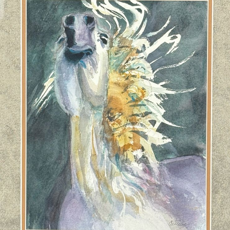 Sal Contreres Signed Horse Watercolor 19x22