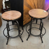 SET/2 Adjustable Height Rustic Barstools 15" Dia.