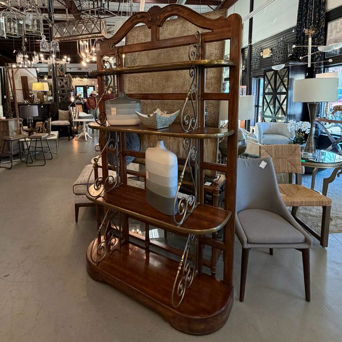 Vintage Drexel Heritage Walnut & Brass French Style Baker's Rack 47x16x80