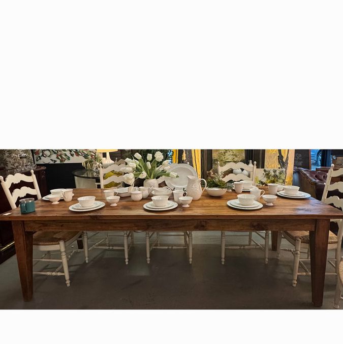 Amish Wormwood Table W/8 Ladderback Chairs 106x40.5x30.5