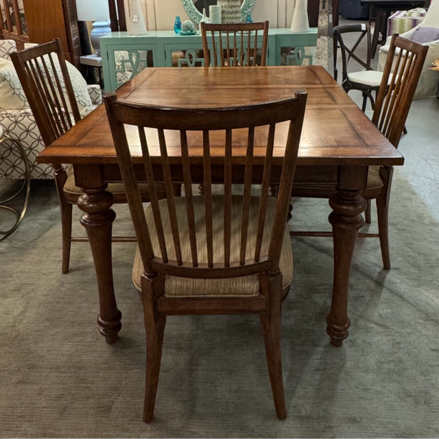 Havertys Mesa Dining Table & 4 Chairs 42"x42" W/1-14" Leaf