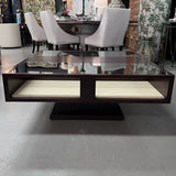 Michael Weiss for Vanguard Modern Walnut & Glass Coffee Table 43x43x18