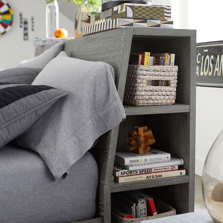 Pottery Barn Full Smoked Charcoal Findley Storage Bed W/SRs SLs