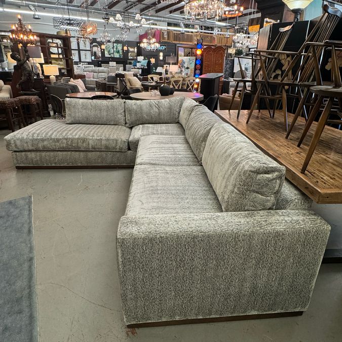 Custom Susan Semmelmann Gray & Cream Sectional 115"/104"Lx38"Dx34"H