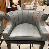 PAIR Hillsdale Gray Faux Leather Swivel Bar Stools 24x21x41