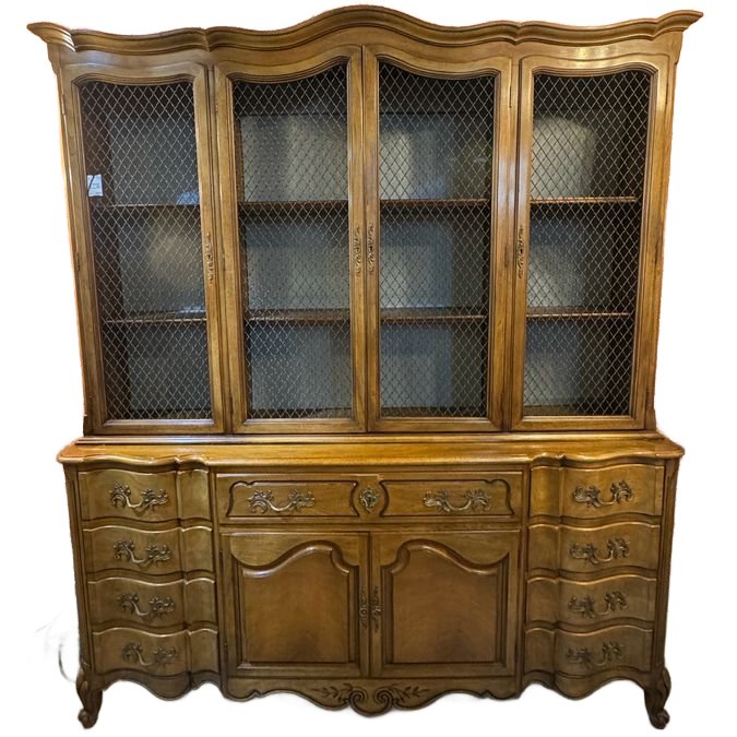 Antique Batesville Romweber French Provincial Wire Mesh China Cabinet 72x16x83