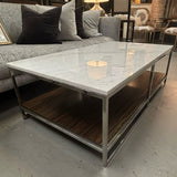 Michael Weiss for Vanguard Hitchcock Marble Top/Wood Shelf Coffee Table