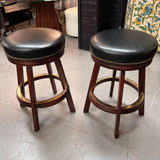 PAIR Darafeev 938 Black Leather/Maple Custom Barstools 18x18x29