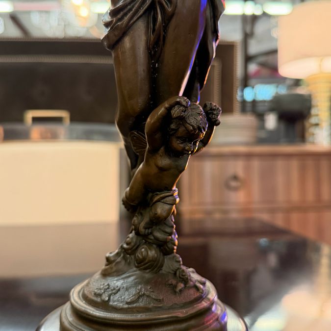 Bronze Nude W/Angel Bronze Statue by Moreau 15"H