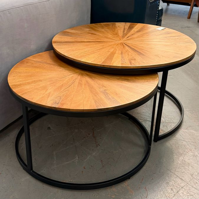 Havertys Cyrus Bunching Coffee Tables 32/28 Dia. x 18/16"H