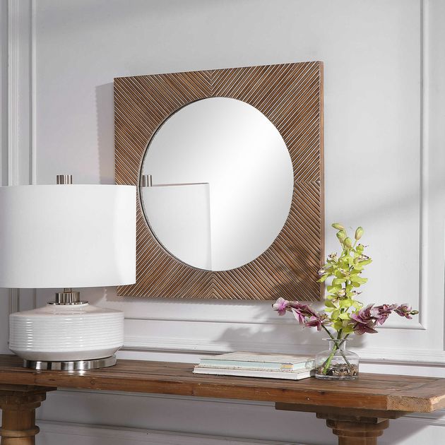 Uttermost 09689 Uma Sq Wood Framed Mirror 30x30x2 NEW
