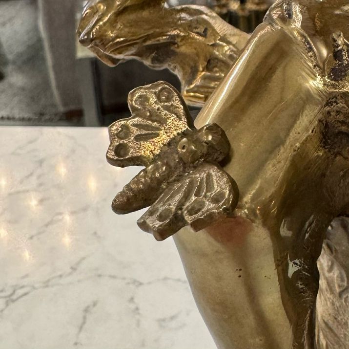 Brass Cherub/Angel W/Butterfly 11.5"H