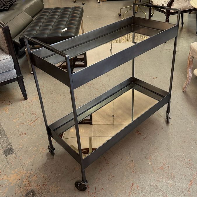 Crate & Barrel Libations Carbon Bar Cart 33x14x34 AS IS