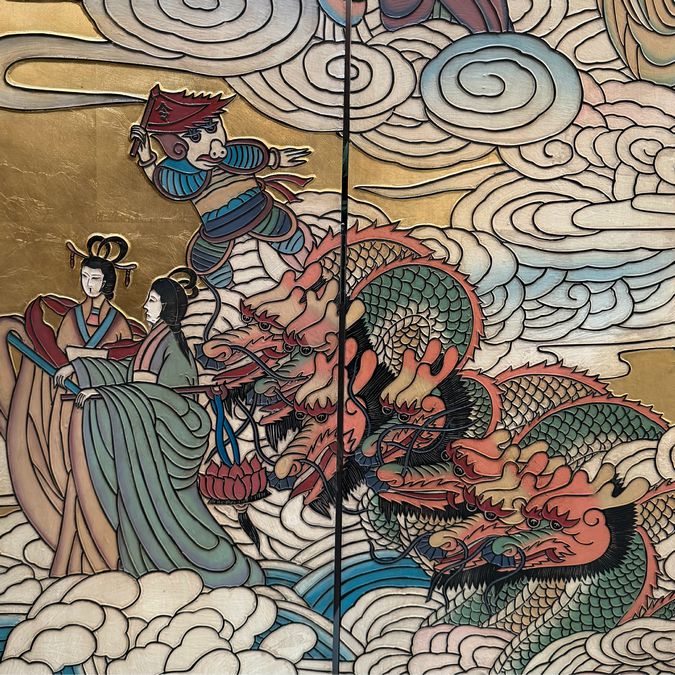 Gorgeous Antique/Vintage Asian 6-Panel Privacy Screen 90"Hx72"W