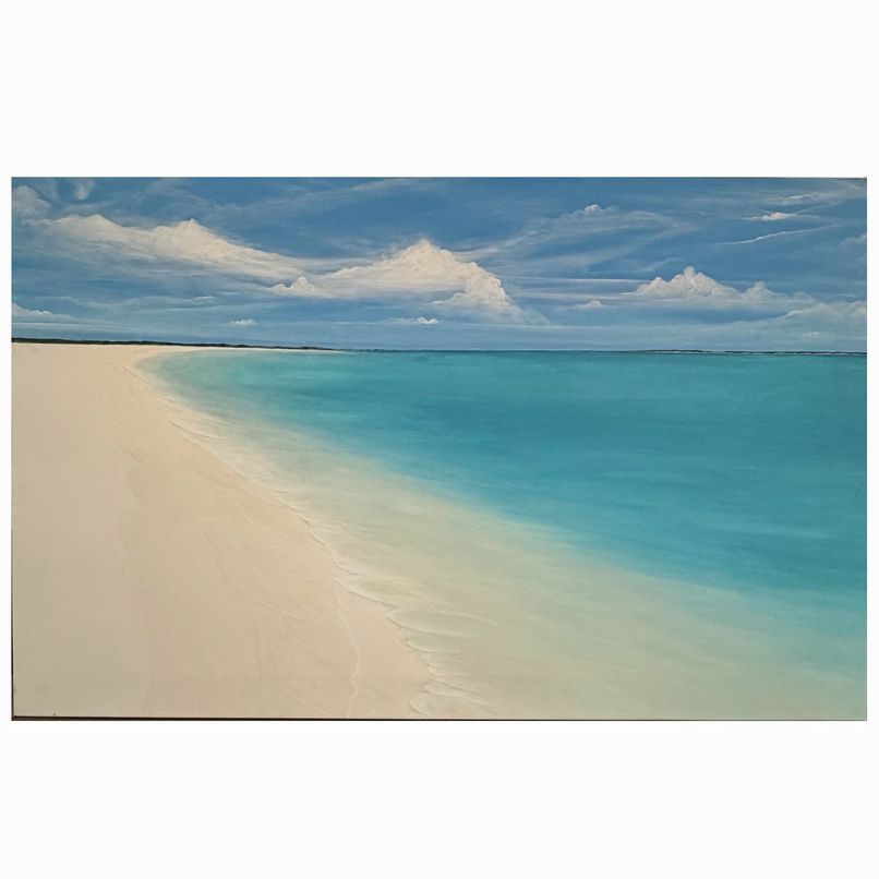 Original "Los Roques" Venezuela Caribbean Sea Painting by Clelia Benitez 56x36