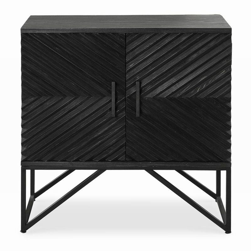 Uttermost Zadie Ebony 3D Chevron Book Match Pattern Accent Cabinet 36x16x36
