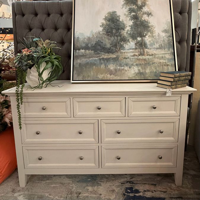 Ashbrook White 7-Drawer Dresser 62x20x36